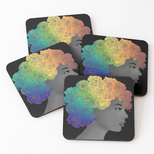 Item preview, Woman with Colorful Floral Hair - Glitch-emboss effect.  designed and sold by Jasmine Speed.