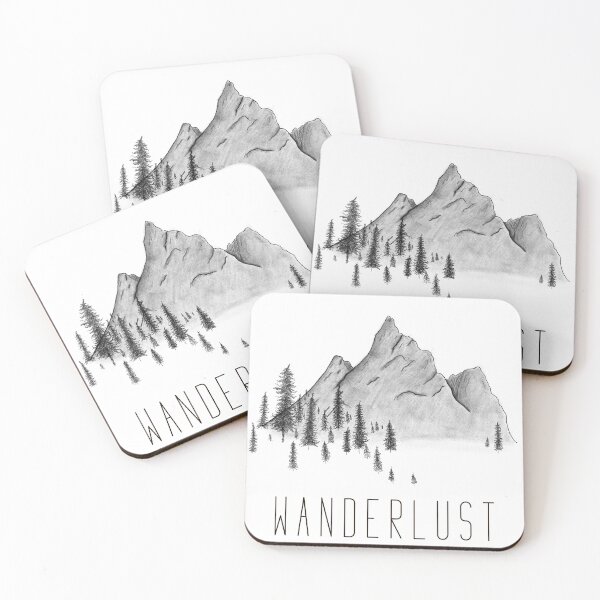 Item preview, Wanderlust Mountain Range and Tree Sketch designed and sold by niccdefilippis.