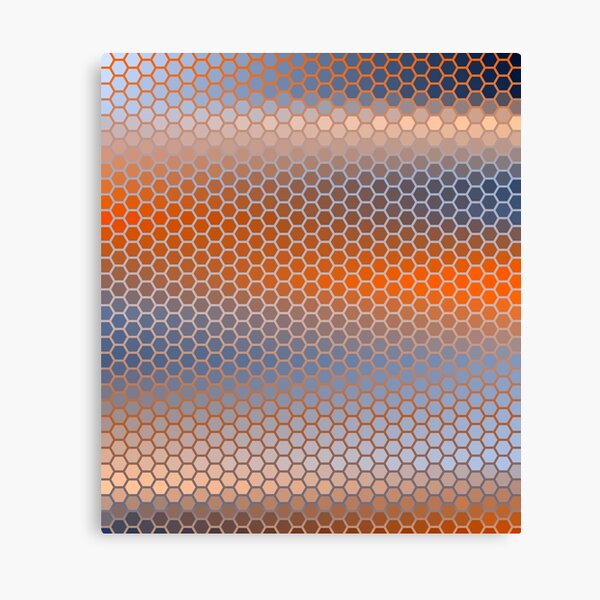 Blue Orange Brown Hexagon Pattern Canvas Print