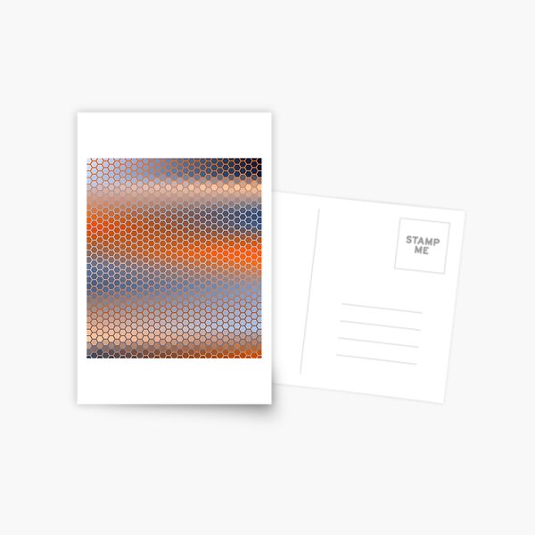 Blue Orange Brown Hexagon Pattern Postcard