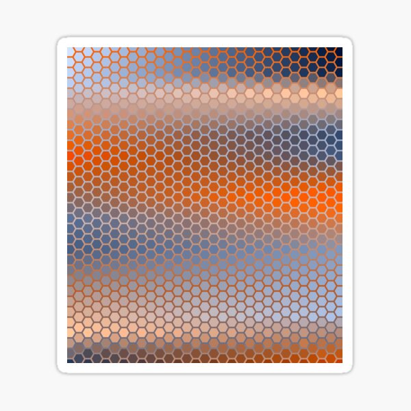 Blue Orange Brown Hexagon Pattern Sticker