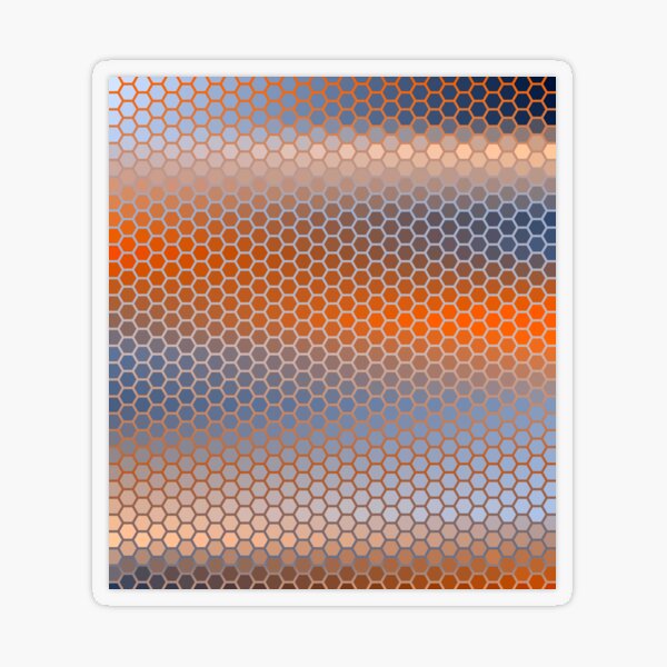 Blue Orange Brown Hexagon Pattern Transparent Sticker