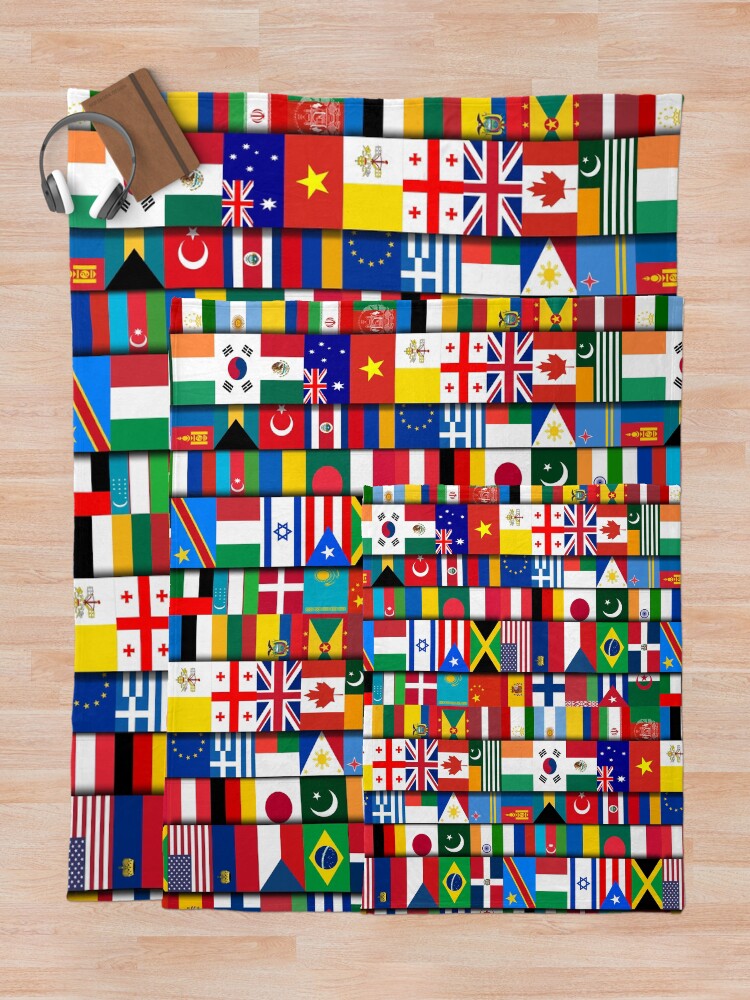 "60 Flags of the Countries of the World, International Gift" Throw