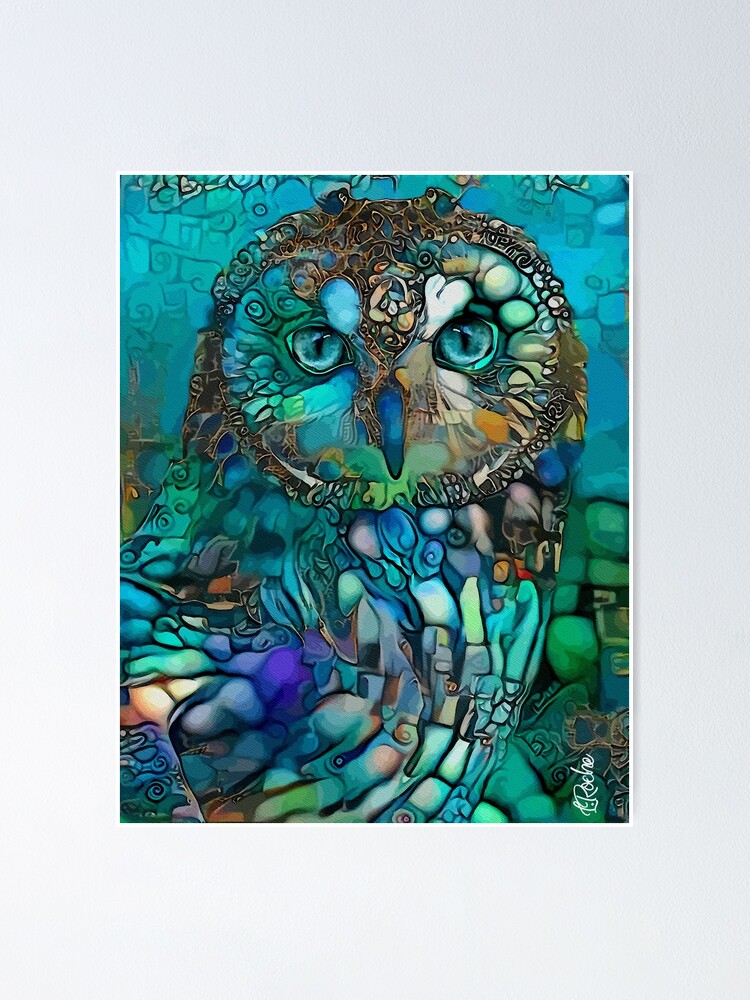 Green Night Lea Roche Paintings Owl Owl Hibou Chouette Bird Oiseau Poster By Salomitata Redbubble