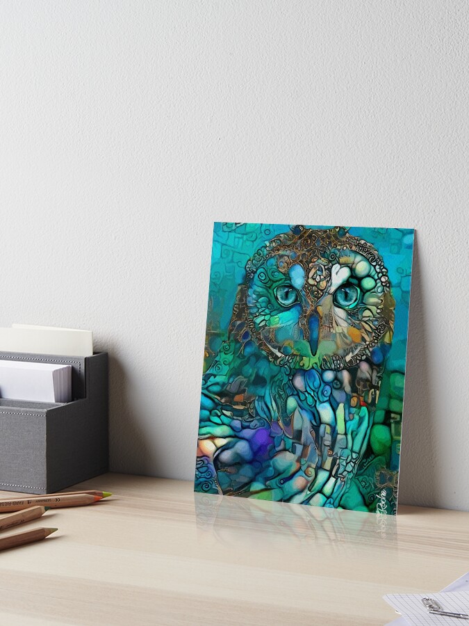 Green Night Lea Roche Paintings Owl Owl Hibou Chouette Bird Oiseau Art Board Print By Salomitata Redbubble