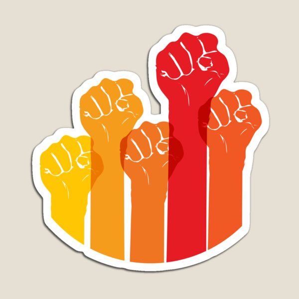 Colorful fists raised in the air to resist and protest Magnet