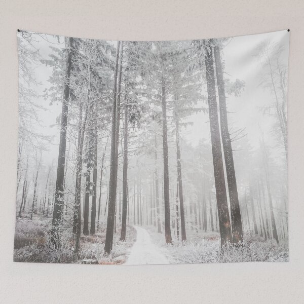 Item preview, Mysterious road in a frozen foggy forest designed and sold by Patrik Lovrin.