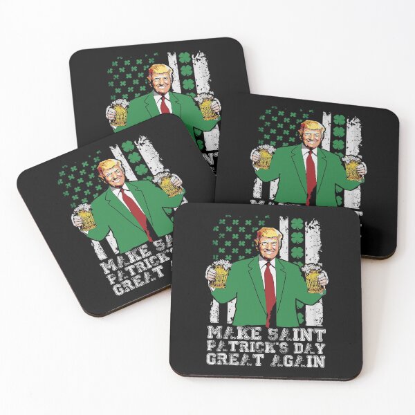 Item preview, Make St Patrick's Day Great Again Trump Beer Shamrock Flag designed and sold by WanitaDesign.