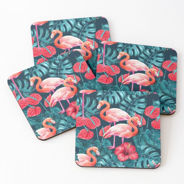 Item preview, Flamingo birds and tropical garden watercolor 2 designed and sold by Katerina Mitkova Kirilova.