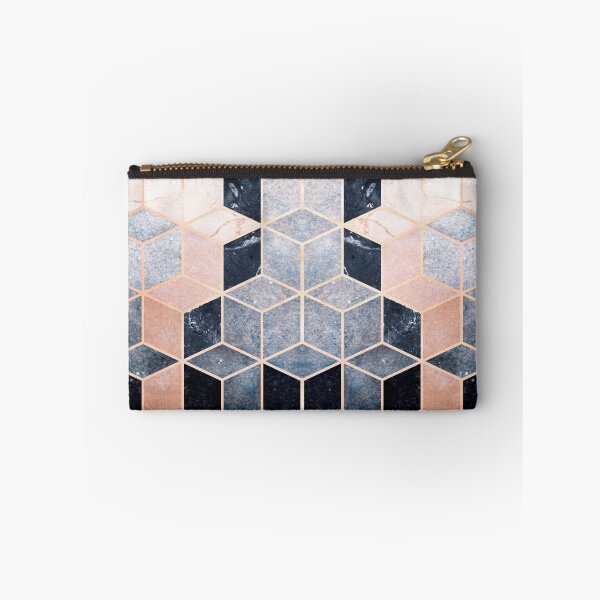 Item preview, Elegant Geometric Dark Blue and Pink Cubes Mosaic designed and sold by KA DESIGNS.