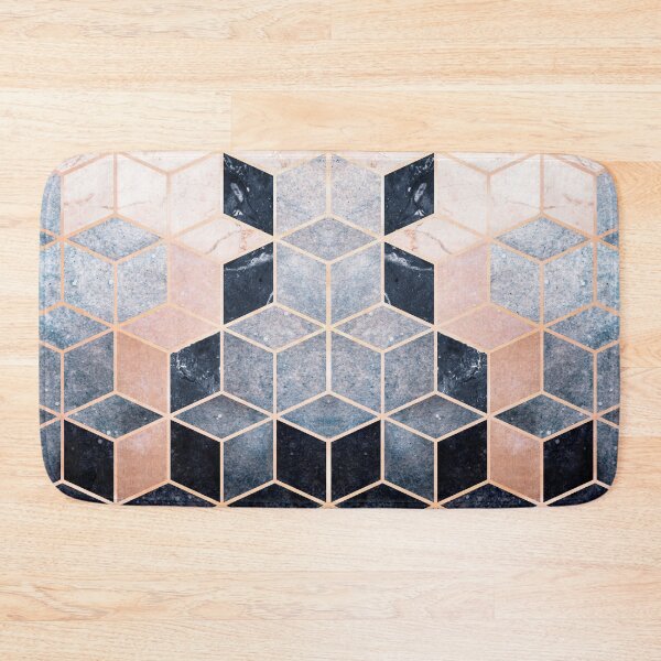 Item preview, Elegant Geometric Dark Blue and Pink Cubes Mosaic designed and sold by KA DESIGNS.