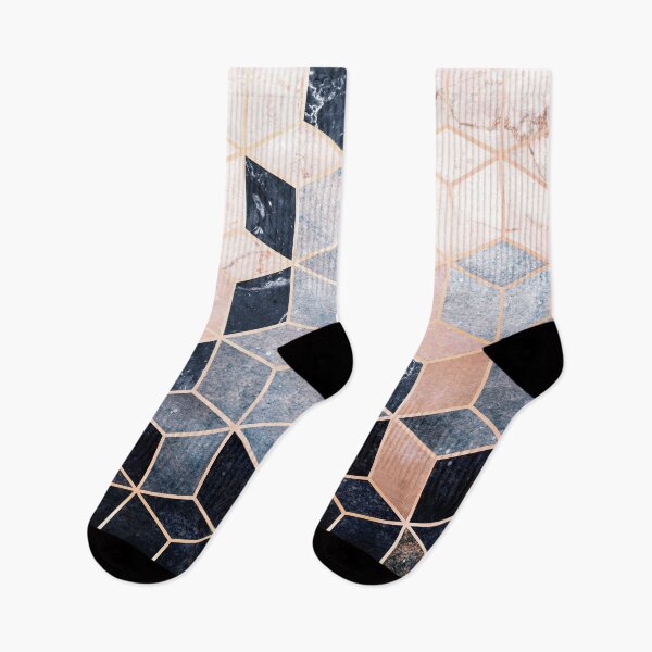 Item preview, Elegant Geometric Dark Blue and Pink Cubes Mosaic designed and sold by KA DESIGNS.