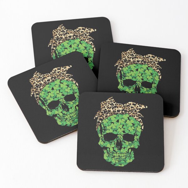 Item preview, Mexican Skull Shamrock Leopard Bandana St Patrick's Day designed and sold by WanitaDesign.
