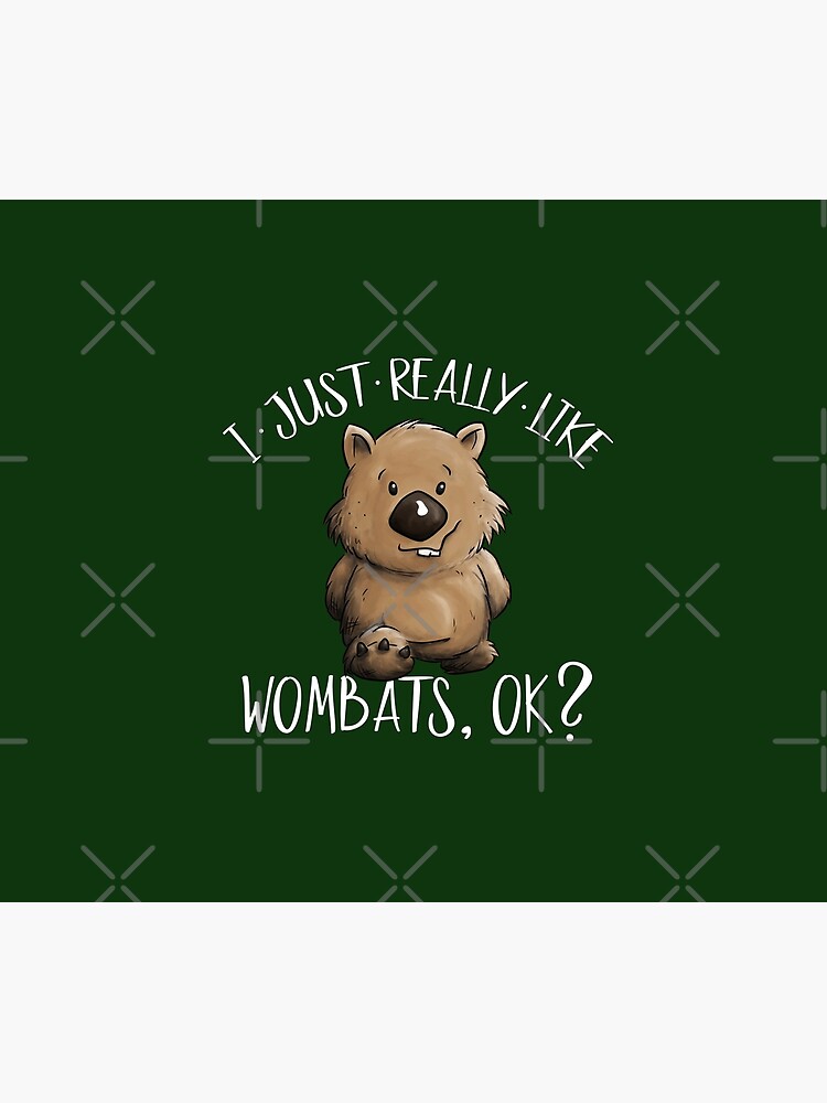 Thumbnail 6 of 6, Throw Blanket, I Just Really Like Wombats OK? Cute Marsupial Wombat designed and sold by Skizzenmonster.