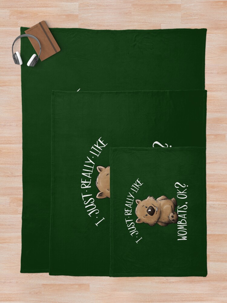 Thumbnail 5 of 6, Throw Blanket, I Just Really Like Wombats OK? Cute Marsupial Wombat designed and sold by Skizzenmonster.