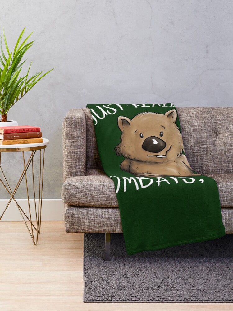 Thumbnail 2 of 6, Throw Blanket, I Just Really Like Wombats OK? Cute Marsupial Wombat designed and sold by Skizzenmonster.