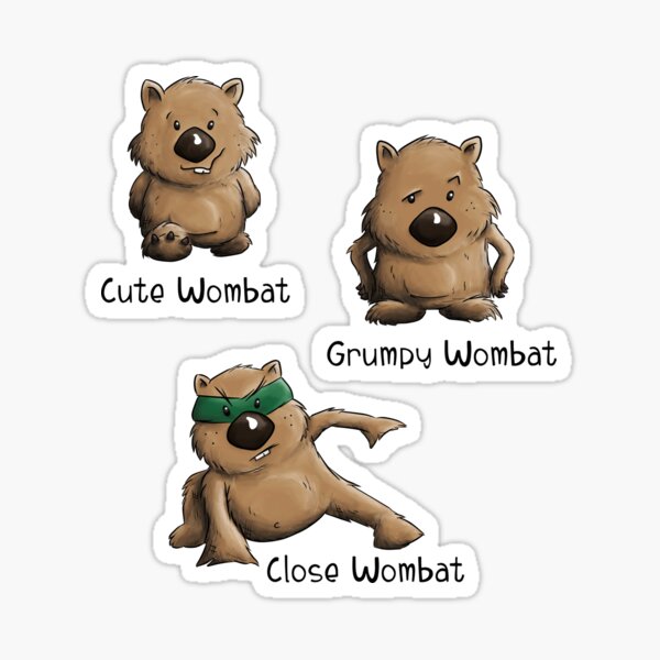 Item preview, Cute Grumpy and Close Wombat Witzige Beuteltier Zeichnungen designed and sold by Skizzenmonster.