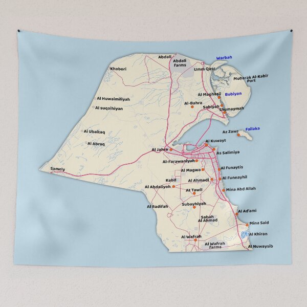 Item preview, خريطة دولة الكويت التفصيلية مع اهم المدن والطرق الرئيسية والثانوية والنقاط الحدودية  detailed Kuwait map with roads and cities designed and sold by mashmosh.