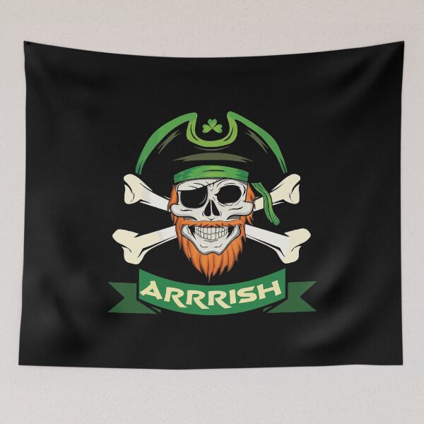 Item preview, St Patricks Day Pirate Arrish Ireland Skull Irish designed and sold by BallonFlyToSky.