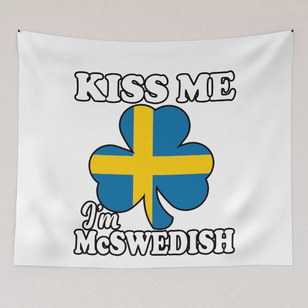 Item preview, Kiss Me I'm Mc Swedish Swedish Flag  Irish Shamrock designed and sold by funnytshirtemp.