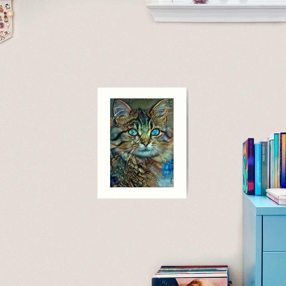 Catty-cat - Léa Roche paintings - chat, cat, kitten Art Print