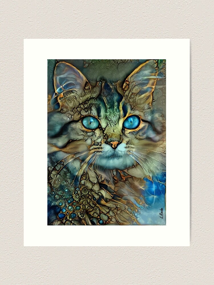 Alternate view of Catty-cat - Léa Roche paintings - chat, cat, kitten Art Print