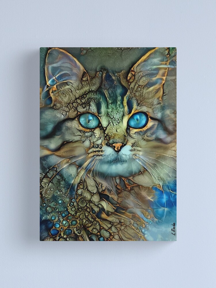 Thumbnail 2 of 3, Canvas Print, Catty-cat - Léa Roche paintings - chat, cat, kitten designed and sold by L. ROCHE.