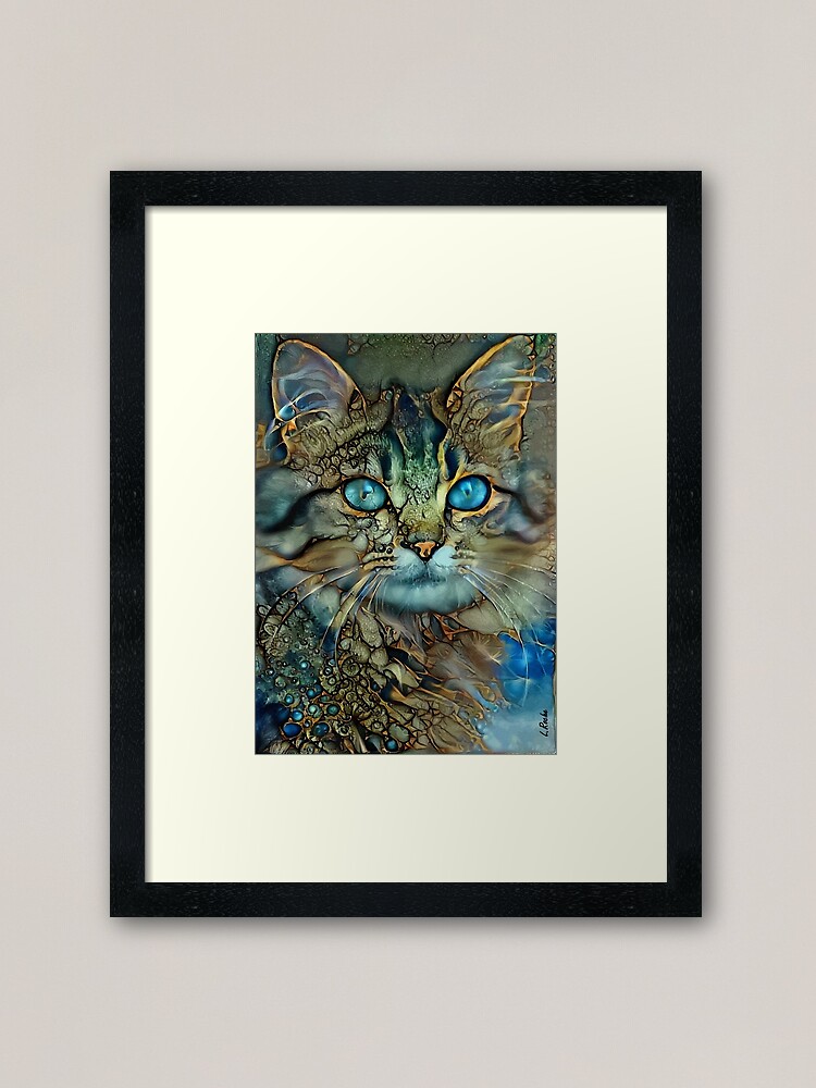 Thumbnail 2 of 7, Framed Art Print, Catty-cat - Léa Roche paintings - chat, cat, kitten designed and sold by salomitata.