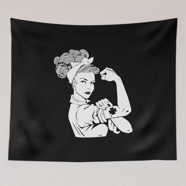 Item preview, St Patricks Day Rosie The Riveter Irish Shamrock Girl designed and sold by BallonFlyToSky.