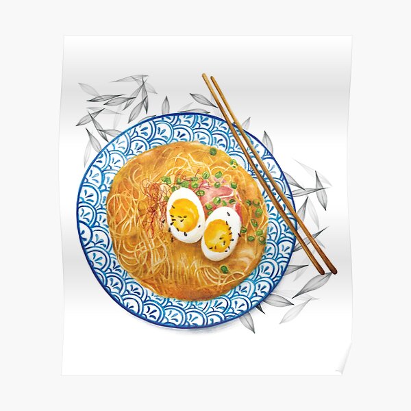 Ramen Noodles Bowl - Watercolour food illustration Poster