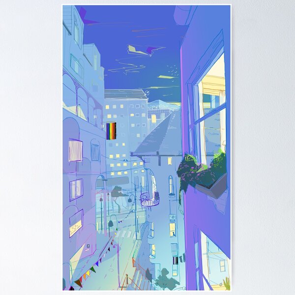 Vista previa del artículo con la obra «Paisaje urbano LGBT (líneas de colores)», diseñado y vendido por Eireni.