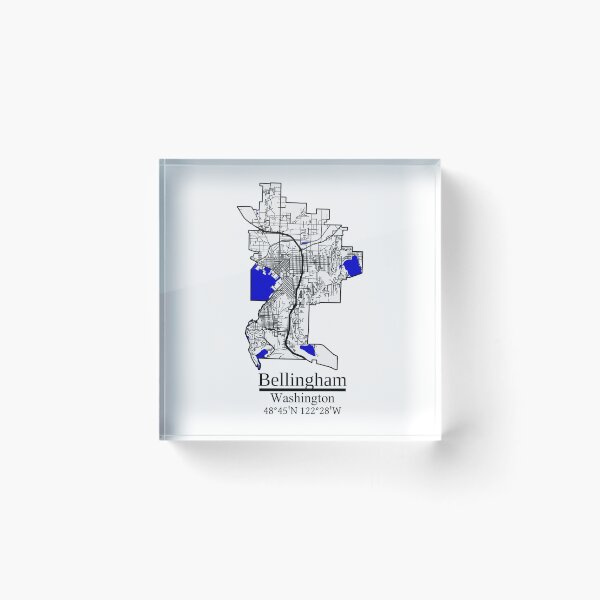 Item preview, Bellingham, Washington Road Map Art - Blue Rivers and Dark Roads City Limits Style designed and sold by Cat-tography.
