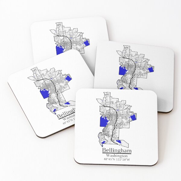 Item preview, Bellingham, Washington Road Map Art - Blue Rivers and Dark Roads City Limits Style designed and sold by Cat-tography.