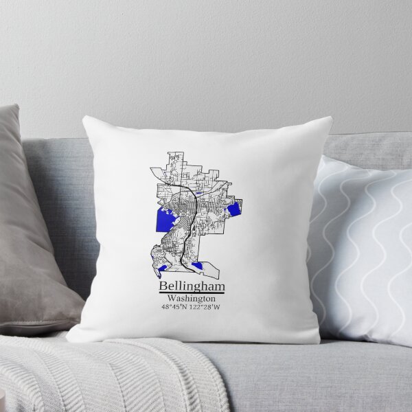 Item preview, Bellingham, Washington Road Map Art - Blue Rivers and Dark Roads City Limits Style designed and sold by Cat-tography.