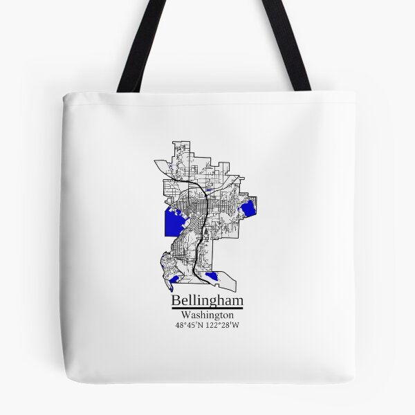 Item preview, Bellingham, Washington Road Map Art - Blue Rivers and Dark Roads City Limits Style designed and sold by Cat-tography.