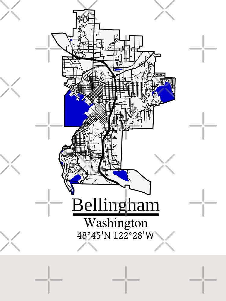 Thumbnail 6 von 6, Premium Oversized Pullover, Bellingham, Washington Road Map Art - Blue Rivers and Dark Roads City Limits Style designt und verkauft von Cat-tography.