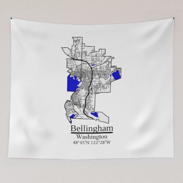 Item preview, Bellingham, Washington Road Map Art - Blue Rivers and Dark Roads City Limits Style designed and sold by Cat-tography.