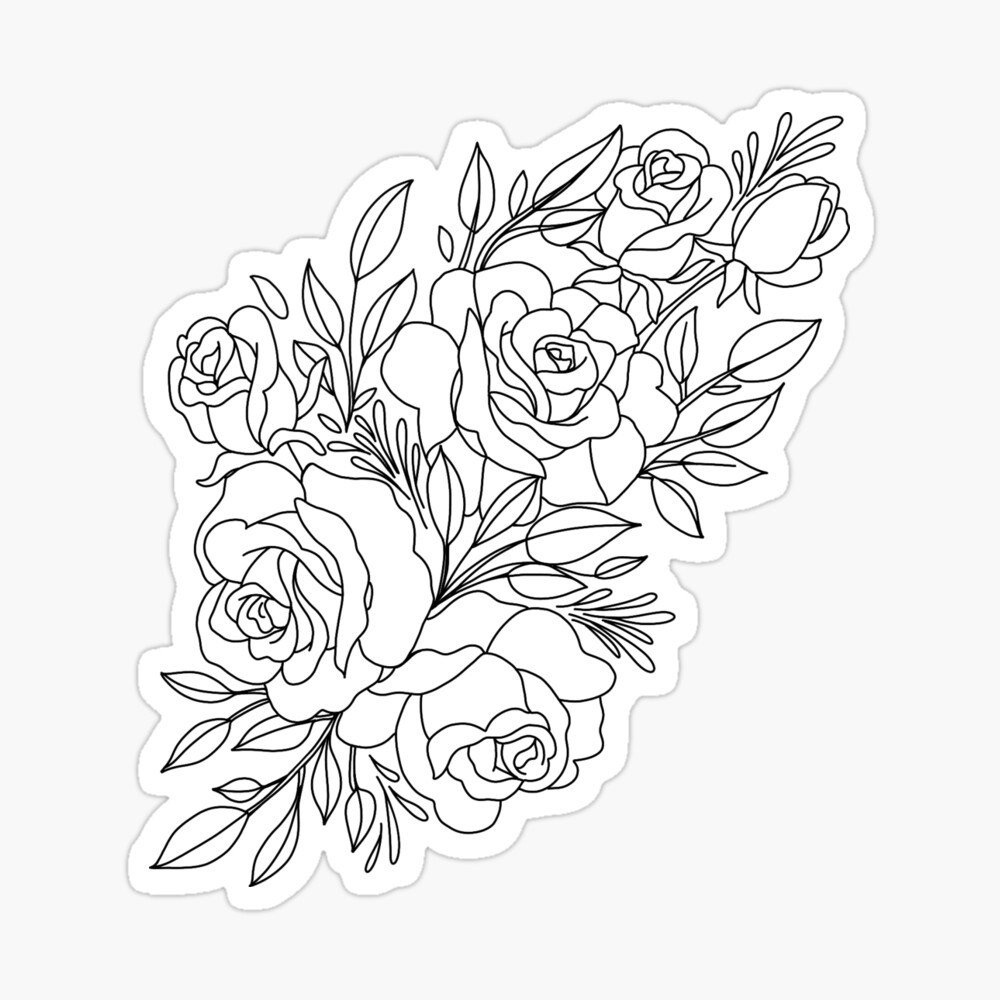 Outline rose flower logo one continuous line art Vector Image