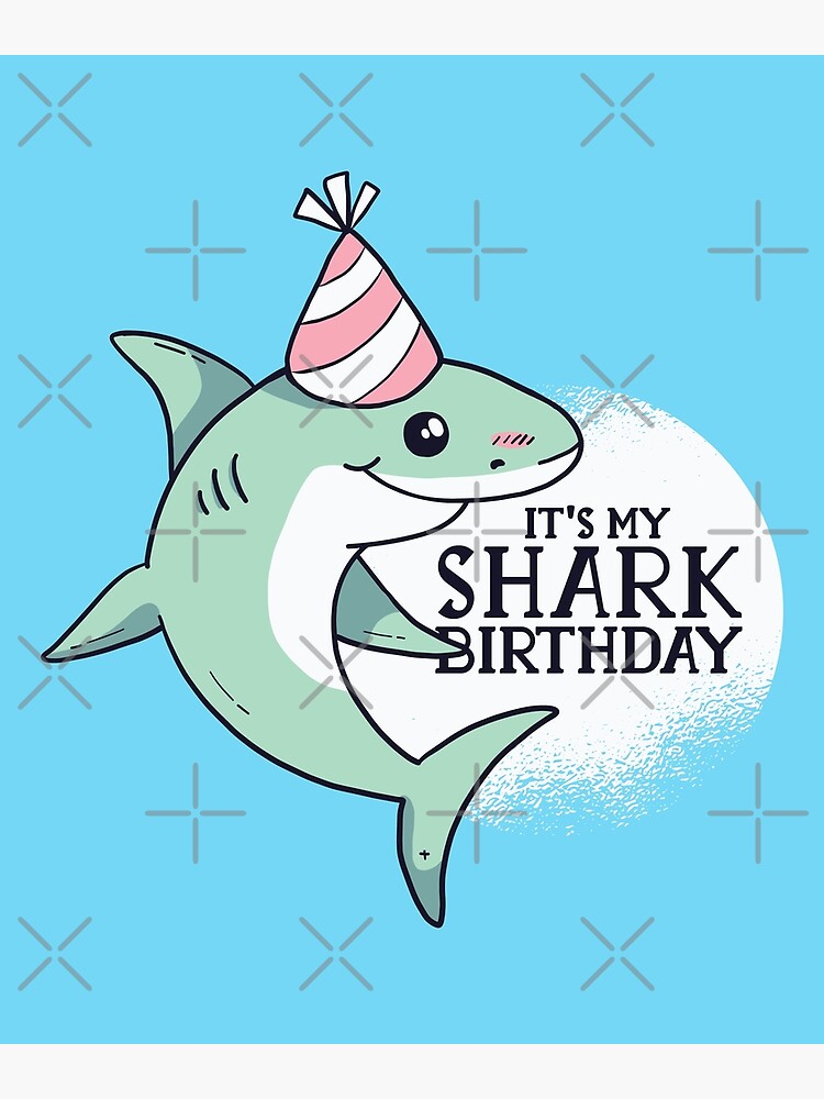 “Baby shark birthday party” Art Print by DerSenat | Redbubble