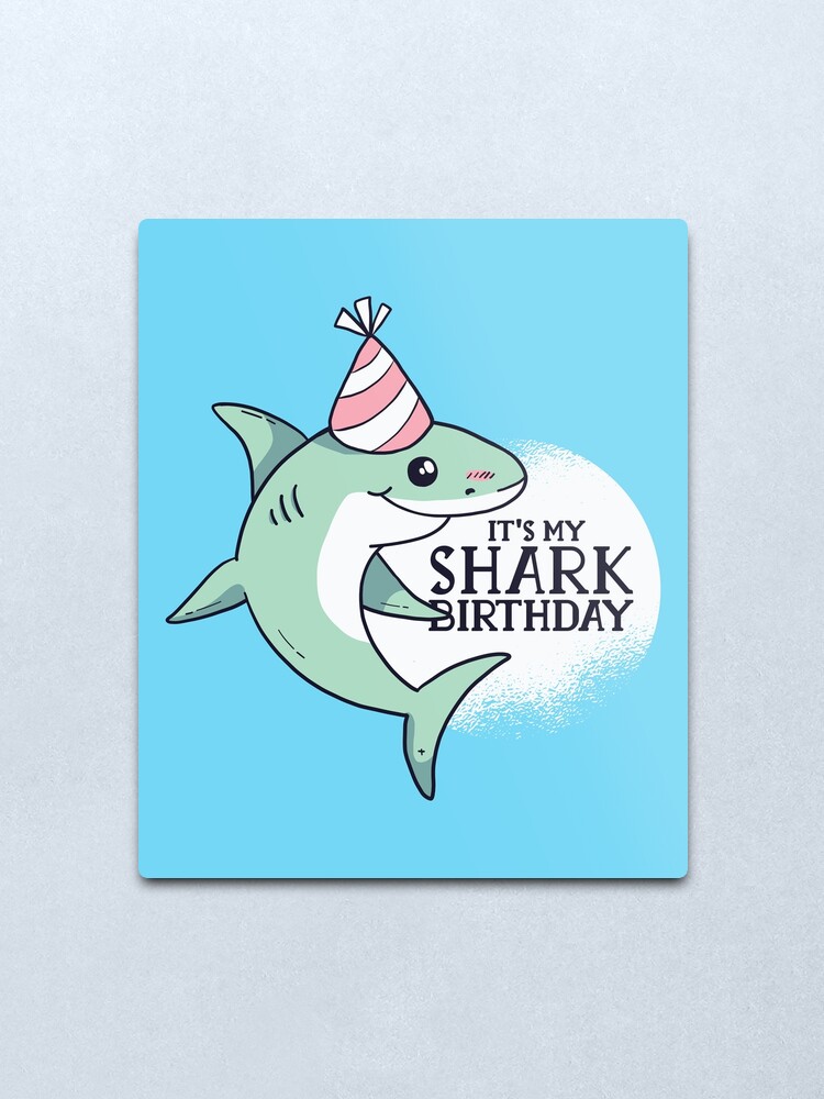 Impression Metallique Fete D Anniversaire Bebe Requin Par Dersenat Redbubble