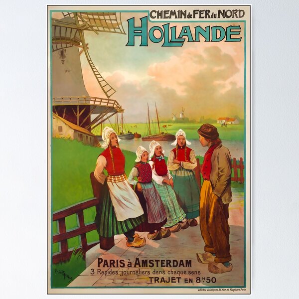 Aperçu de l'œuvre affiche de voyage vintage Hollande créée et vendue par stickart-marek.