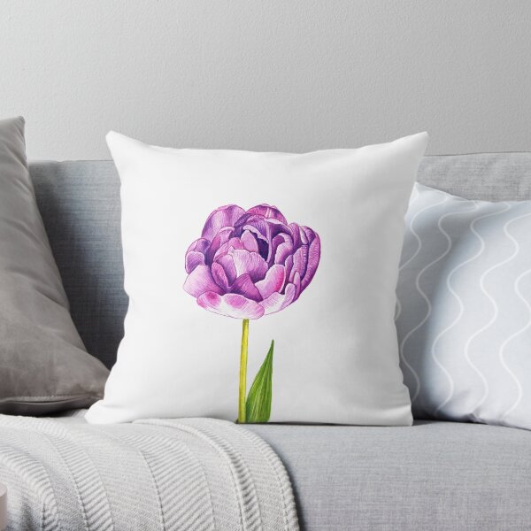 Purple Double Tulip Throw Pillow