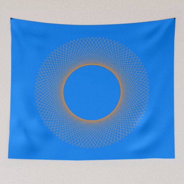 Item preview, Curve Stitching in a circle, orange on blue designed and sold by Raymond Gilford.