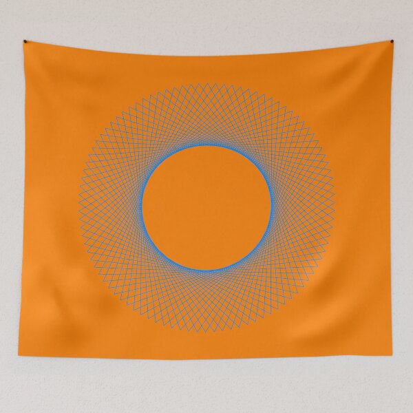 Item preview, Curve Stitching in a circle, blue on orange designed and sold by Raymond Gilford.