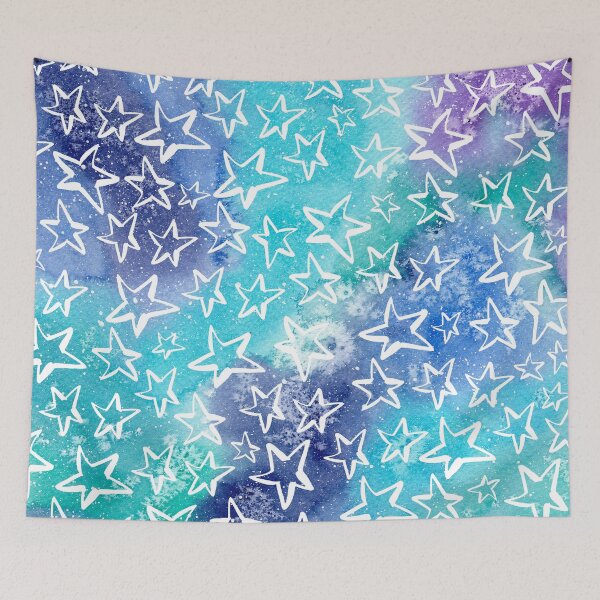 Item preview, Stars Watercolor Galaxy Blue Background designed and sold by Amandeen.