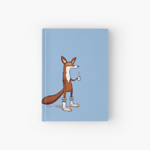 Fox in Tube Socks - drinking coffee Hardcover Journal