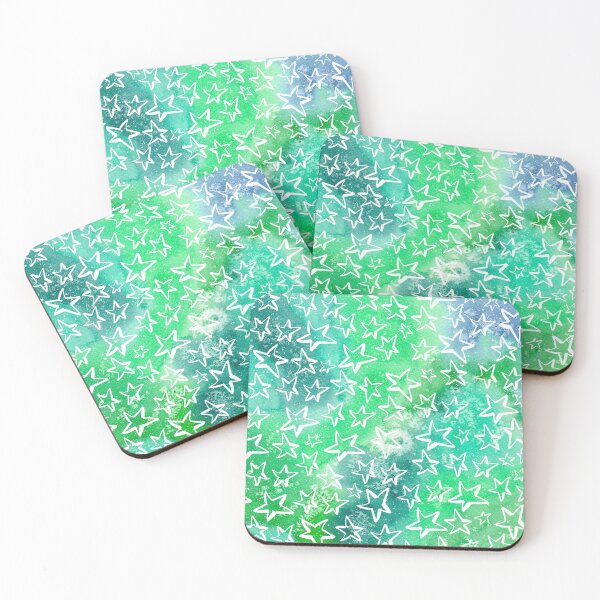 Item preview, Stars Watercolor Galaxy Green Background designed and sold by Amandeen.