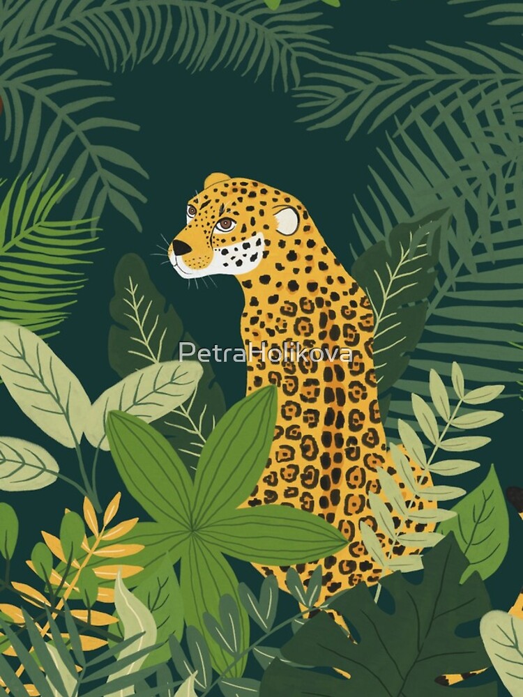 Jaguar in a Jungle on Green by PetraHolikova