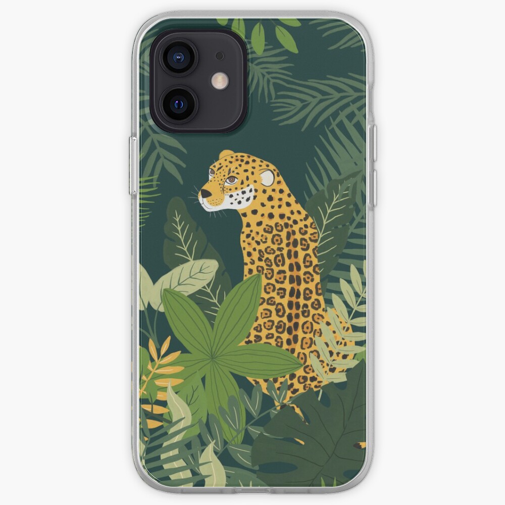 Jaguar in a Jungle on Green iPhone Case