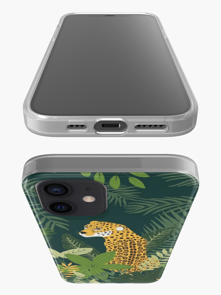 Alternate view of Jaguar in a Jungle on Green iPhone Case
